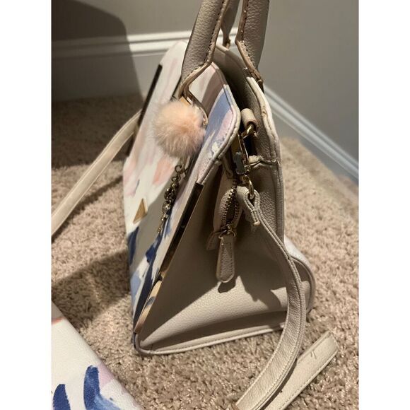 Guess Blush Pink Water color Brush Strokes Top Handle Crossbody Bag + Wallet - Picture 3 of 8